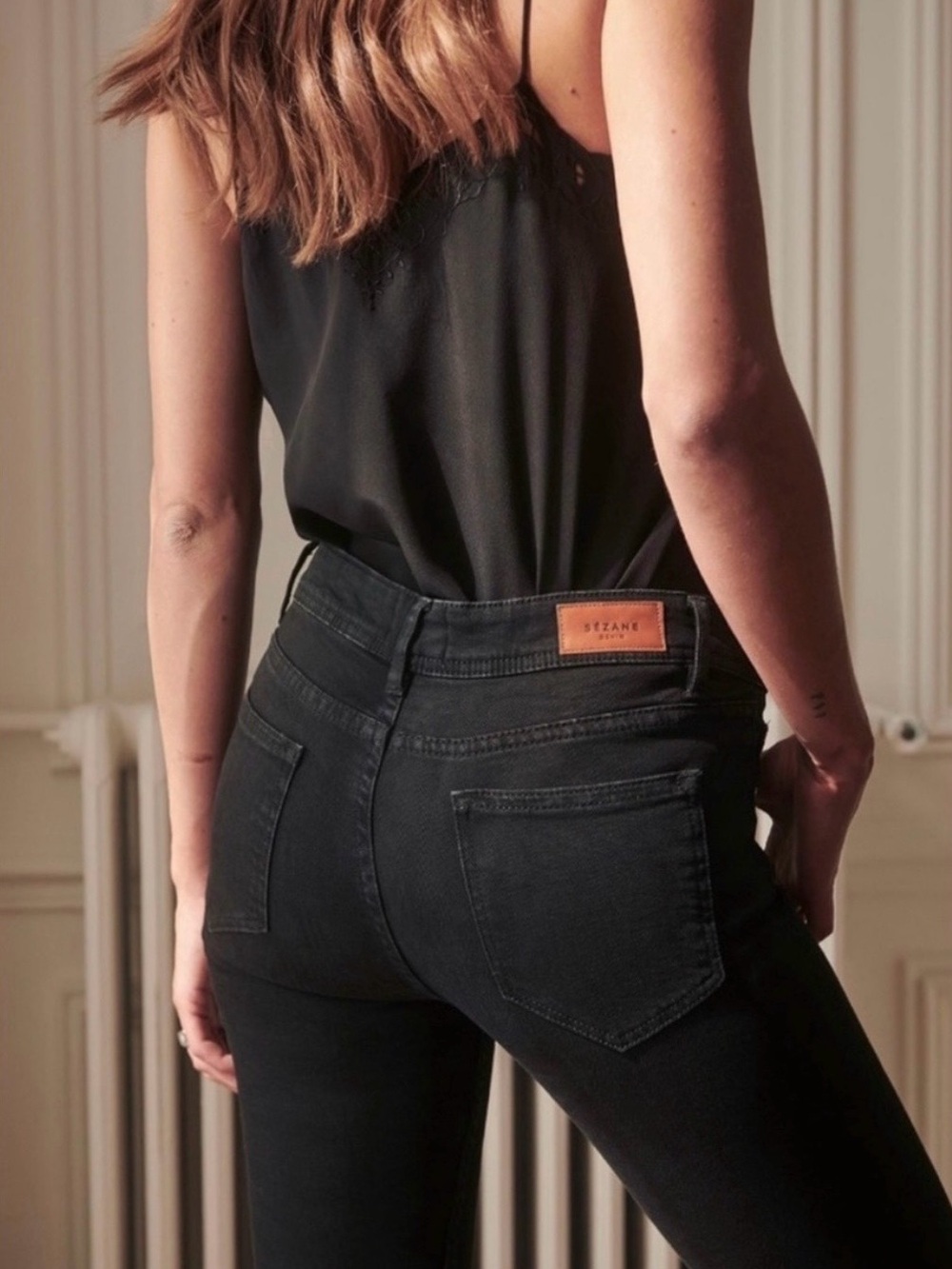 Sezane Perfect Slim Denim in Middle Grey
